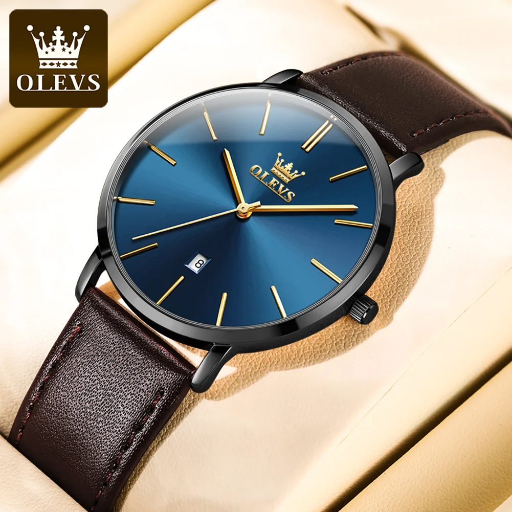 

OLEVS Fashion Casual Watch Men Luxury Brand Mens Watches Leather Sport Waterproof Auto Date Quartz Wristwatch Relogios Masculino