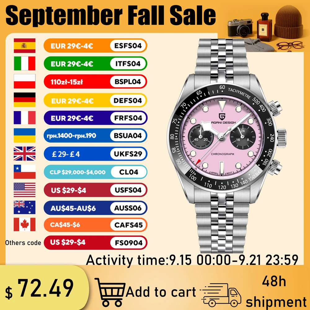 

PAGANI DESIGN Watches Men 2025 New Luxury Automatic Mechanical Men Watches Panda VK34 Sapphire Mirror Stainless Steel Waterproof