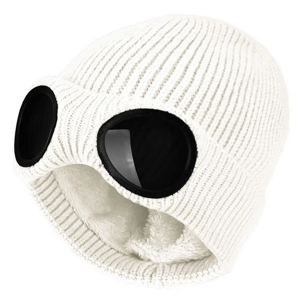 

Warm Ear Protection Pullover Cap Skullies Caps With Glasses Men Beanie Caps Knitted Hats Korean Beanies Ski Cap Women Wool Caps