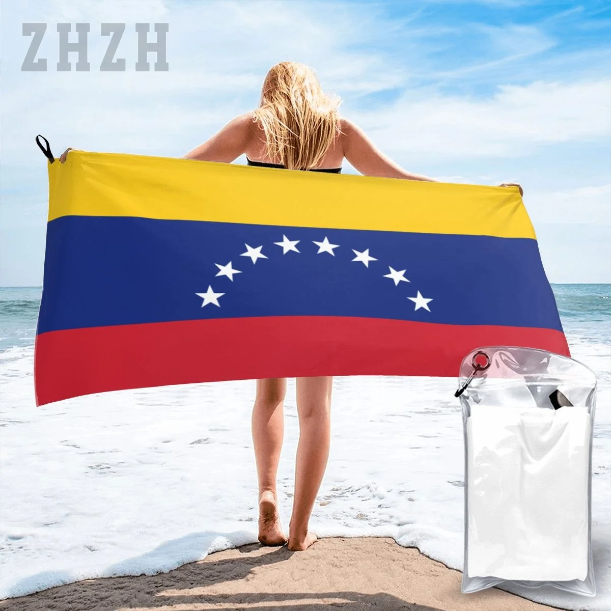 More Design Venezuela Flag Emblem Bath Towel Quick dry Microfiber Absorbing Soft Water Breathable Beach Swimming Bathroom