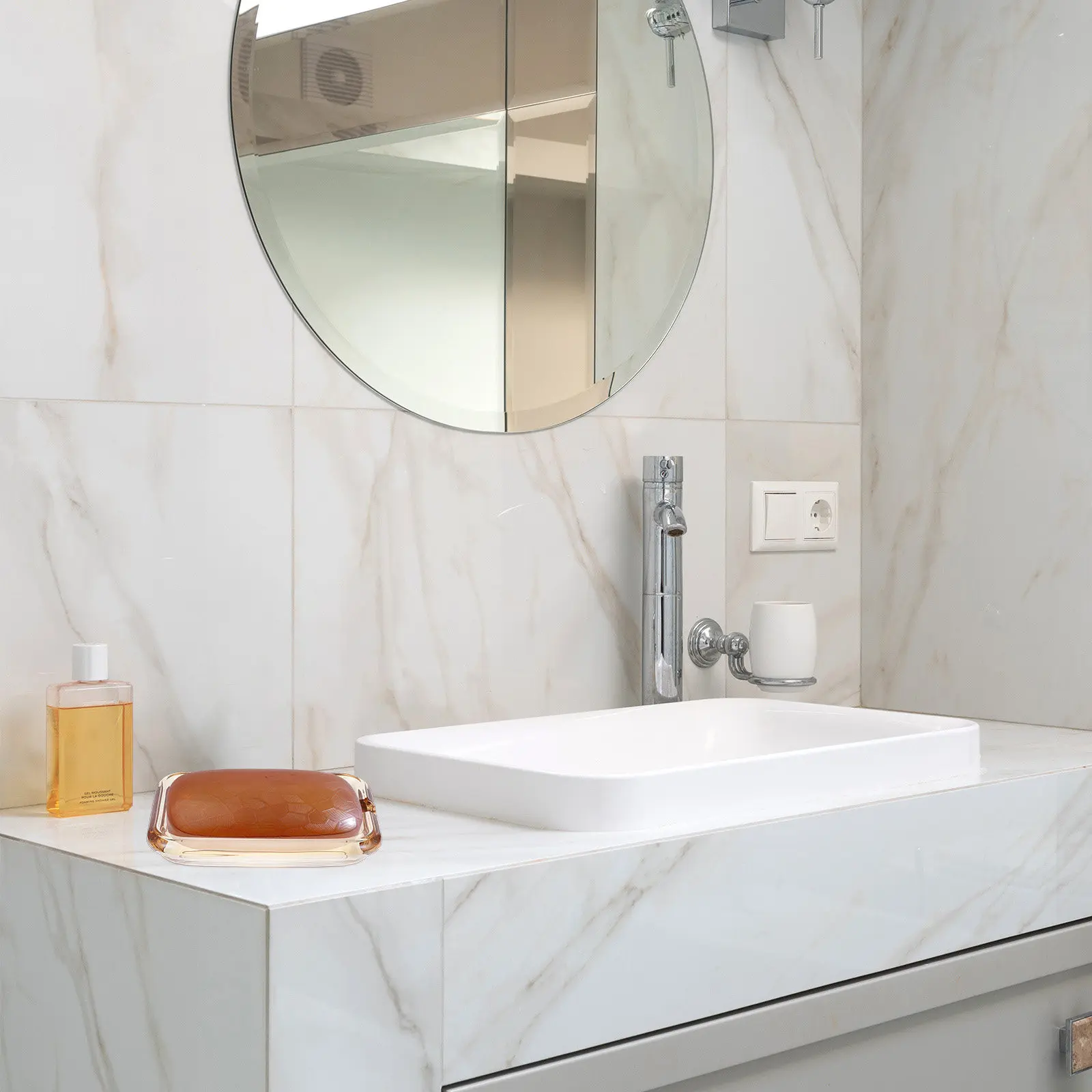 

Decorative Soap Dish Premium Glass Soap Holder Compact Lightweight No Installation Required Wear-Resistant Bathroom Supply
