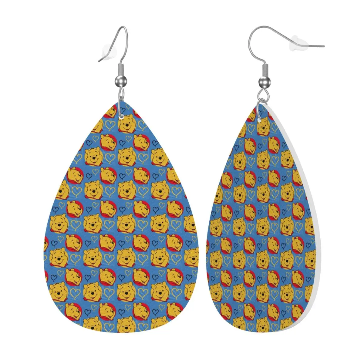 Custom Winnie The Pooh Dangle Drop Earrings Leather Earrings for Women Fashion For Party view 2
