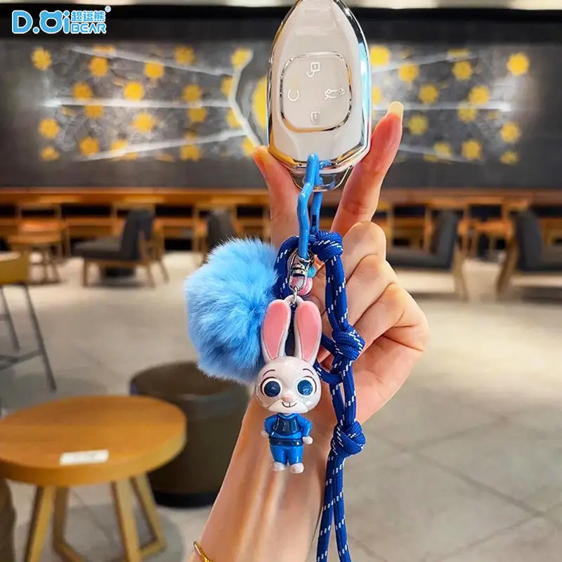 Disney Zootopia Judith Hopps Nick Wilde Pluche Bal Nylon Touw Sleutelhanger Rugzak Hangende Ornamenten Taille Decoratie Vriend Gift