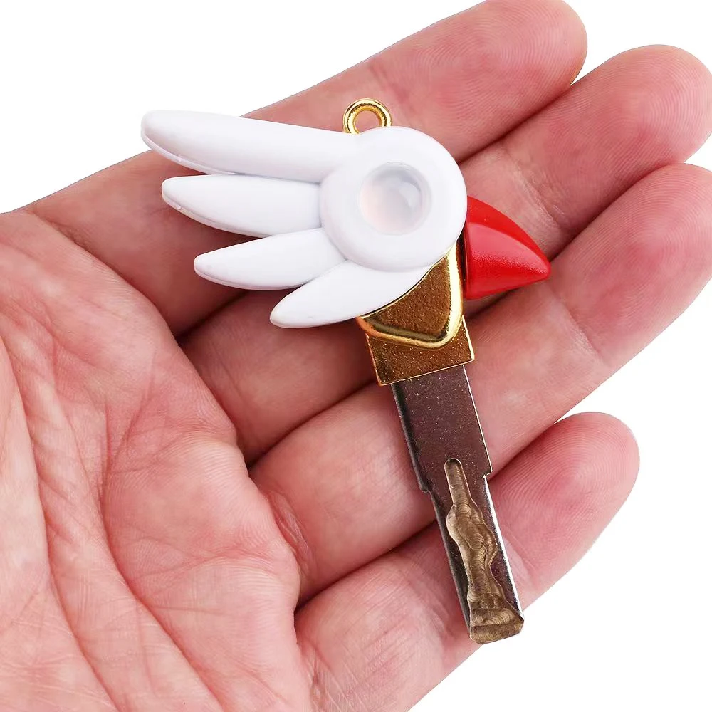 

Anime Cardcaptor Sakura Wand Motorcycle Key Handle Requires Manual Polishing of Key Holder DIY Personalized Keys Head