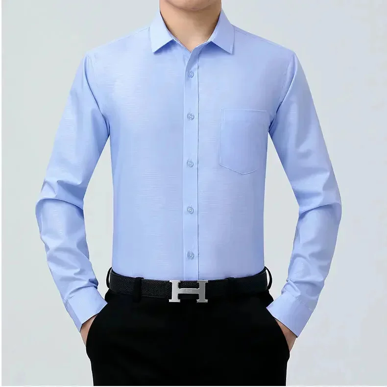 AYUNSUE 100% Silk Shirts for Men 2025 Spring Long Sleeve Clothing Casual Business Man Tops Camisa Masculina