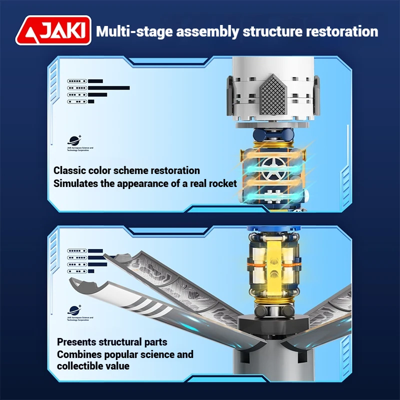 مجموعة ألعاب مكعبات البناء من سلسلة JAKI Space Exploration، لعبة تجميع نموذج صاروخ الفضاء الطويلة في 9 مارس، هدية عيد ميلاد للأطفال