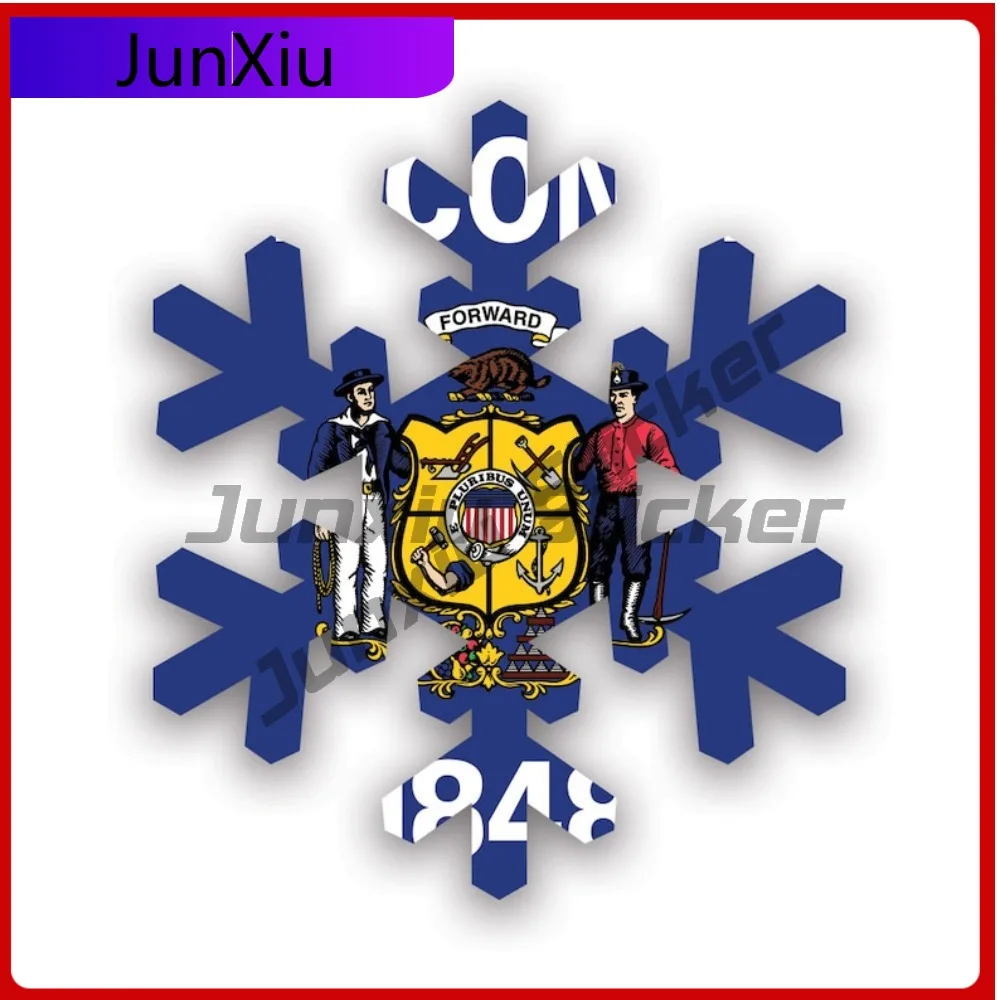 

Wisconsin Snowflake Sticker Waterproof Outdoor Decals Cool Car Waterproof Vinyl Decal For Motocross Creative Decor Unique Unique