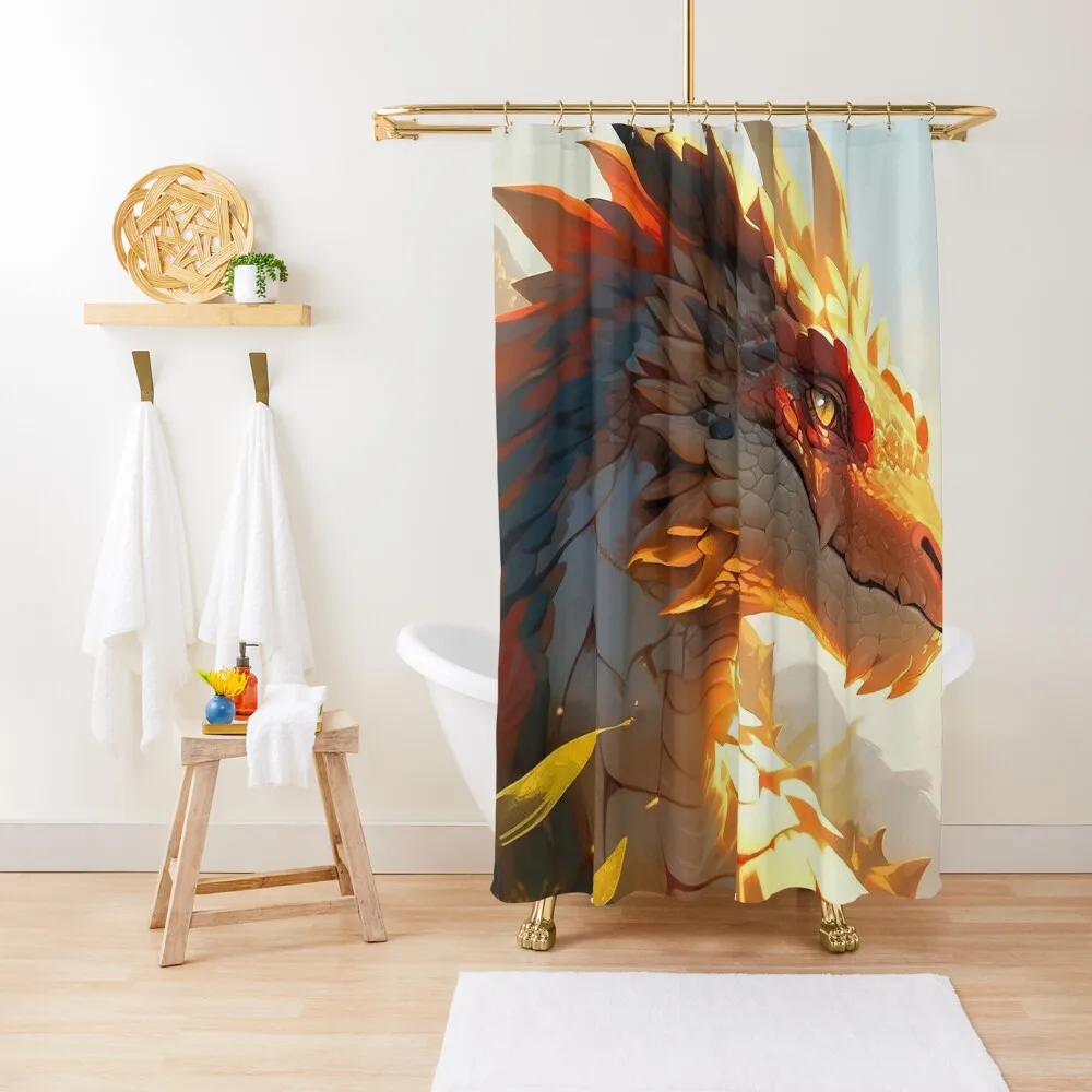 

Fantasy Plains Dragon Shower Curtain Elegant Bathroom Anime Bathroom Curtain