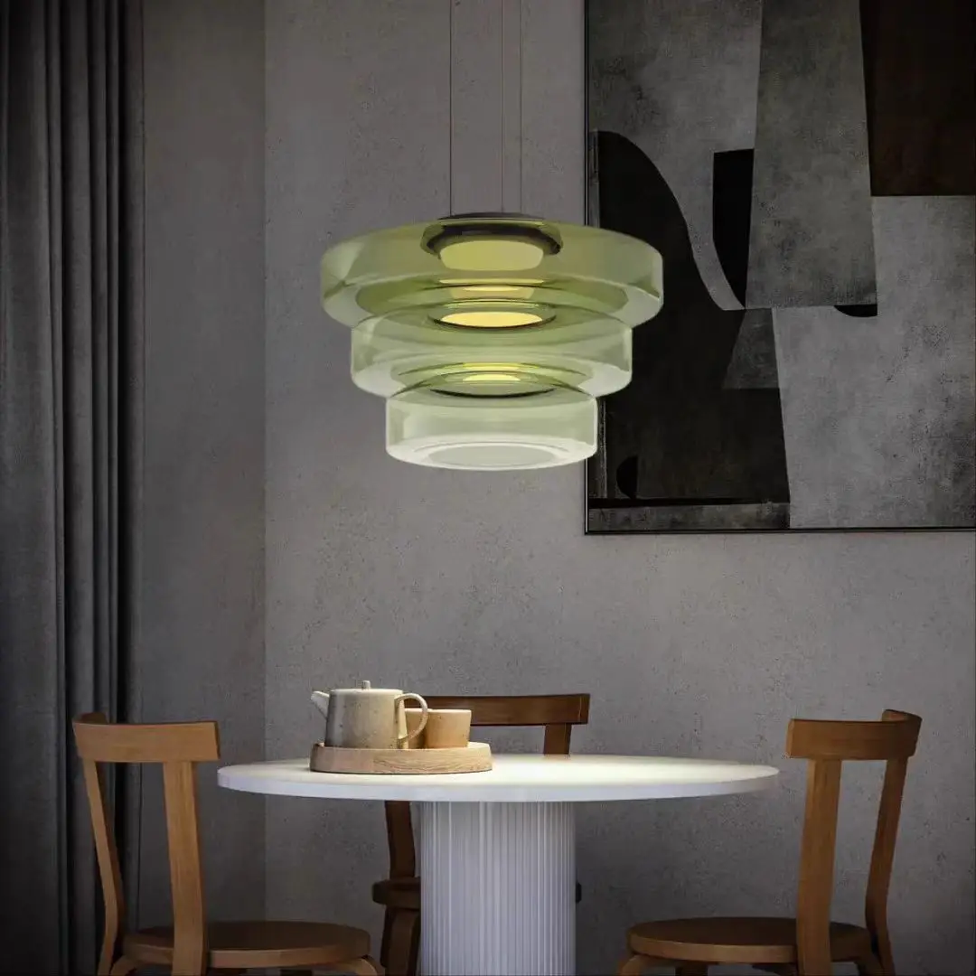 Levels Series Pendant Light LED Round Glass Light Hanging Green Orange Lamp Kitchen Island Bar Living Room Bedroom Dining Lamp