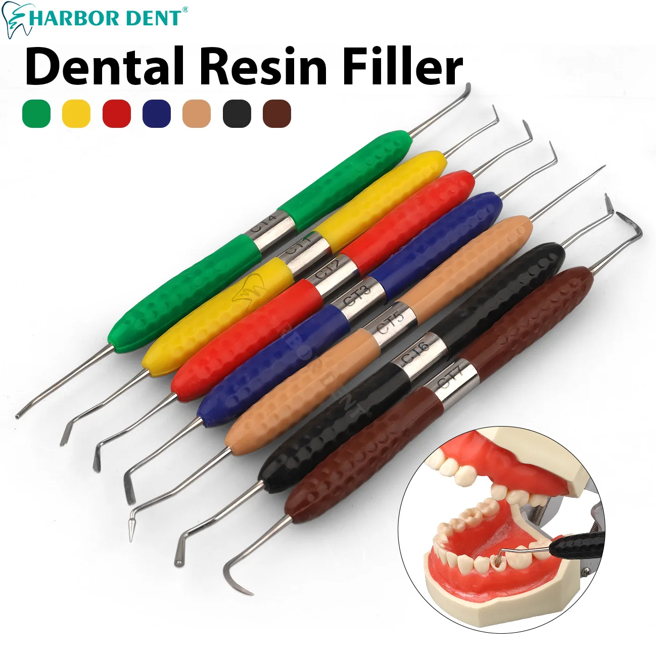 Dental Resin Filler Aesthetic Restoration Tools Colorful Plastics Handle Resin Spatulas Dentistry Tools Oral Products