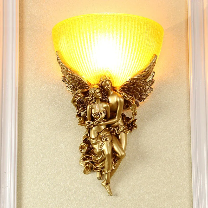 

Retro Wall Lamp Angel Lovers LED Sconces Lighting Fixtures Living Room Corridor Bedroom Wall Mirror Light Indoor Home Decoration