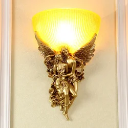 Retro Wall Lamp Angel Lovers LED Sconces Lighting Fixtures Living Room Corridor Bedroom Wall Mirror Light Indoor Home Decoration