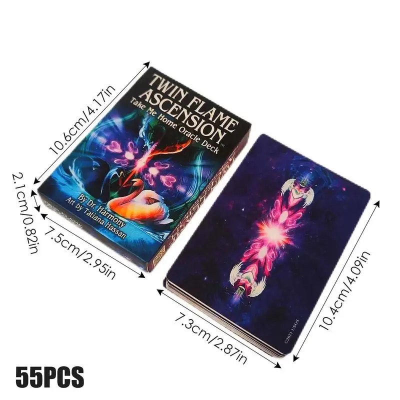 Twin Flame Ascension Oracle Deck 55pcs Fortune Telling Card Game Fate Divination Tarot Cards Family Party Table Board Game