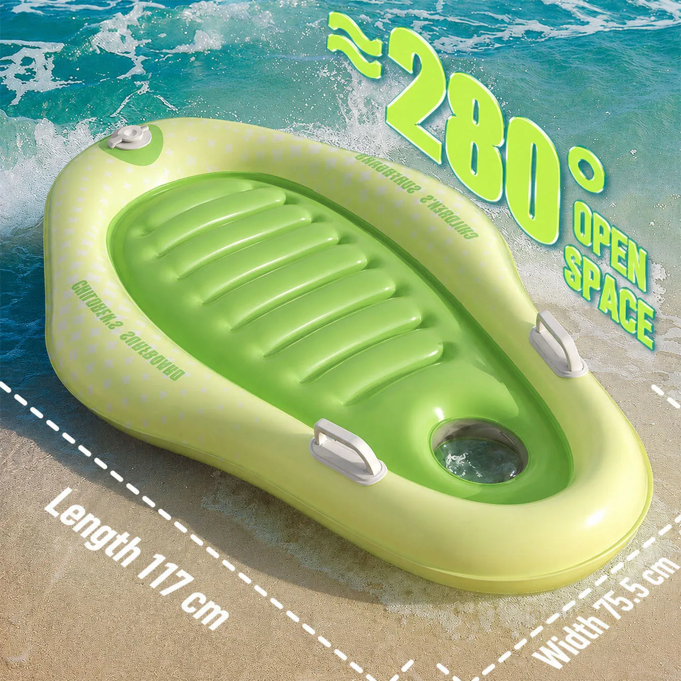 Inflatable Boogie Board with Handles - Surfboard Inflatable Built-in Air Pump, Boogie Boards for Beach Lightweight Floaty
