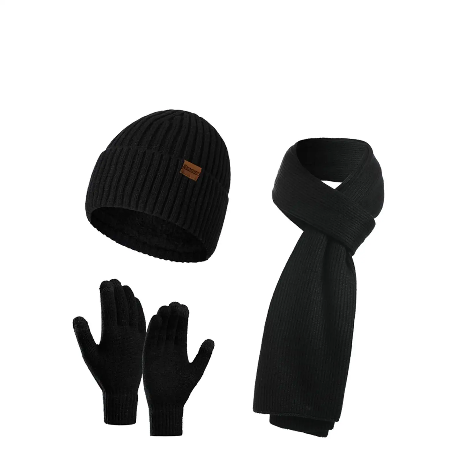 

Double Red Winter Hats Scarf for Men with Touchscreen Gloves Warm Men's Scaves and Beanie Hat Themal Gloves Set