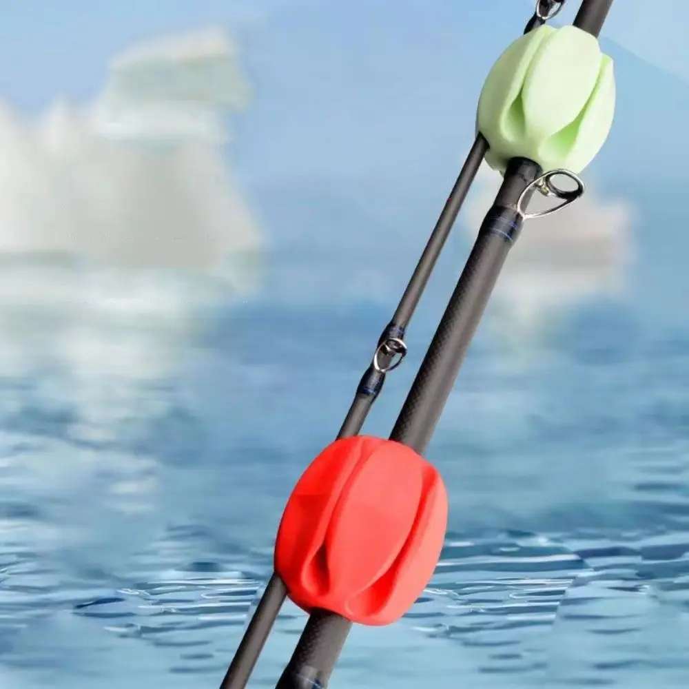 2PCS Silicone Fishing Rod Holder 6 Colors 5 Hole Fishing Rod Tie Ball Lightweight Fishing Tackle Ties Fishing