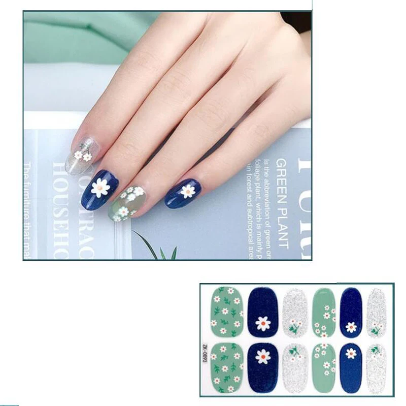 12 Finger Nail Sticker decalcomanie premere su adesivo smalto per unghie avvolge strumenti per Manicure per saloni fai da te decalcomanie per Nail Art decori unghie finte