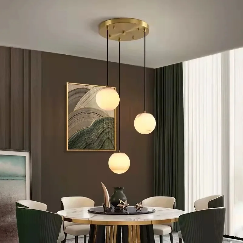 

Simple Modern Duplex House Chandeliers With Marble Orb Pendant Light,rotating Staircase Hotel Lobby Decorative Lighting Fixtures