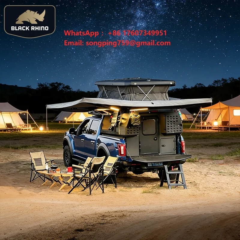 High Quality Modular Truck Camper Shell With Roof Top Tent for Fishing