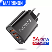 5A 30W USB Charger 4 Port PD Type C Fast Charging Phone Charger Wall Adapter Fast Charger For iPhone 15 14 Samsung Xiaomi Huawei