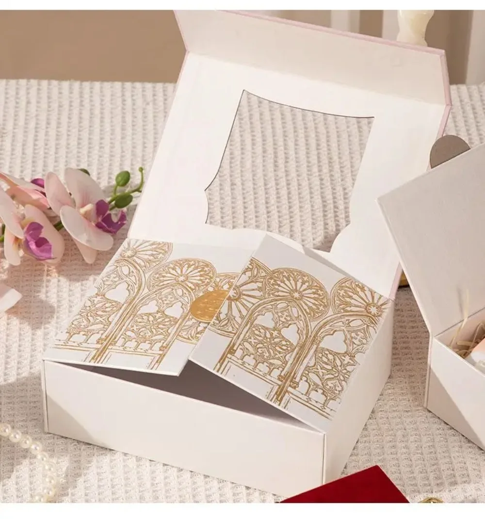 Europäische Barock-Wildleder-Geschenkbox, aufklappbare Handverpackungsboxen, doppelt öffnende Metallgriff-Süßigkeitenboxen – Detail 13