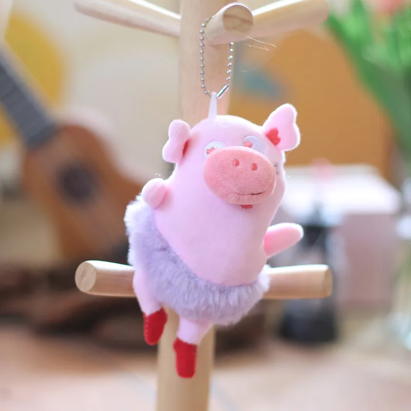 Piggy Pendant Pink Pig Plush Toy Cartoon Keychain Key Ring Anime Plushie Stuffed Action Figure Doll Key Chain Toys Gift