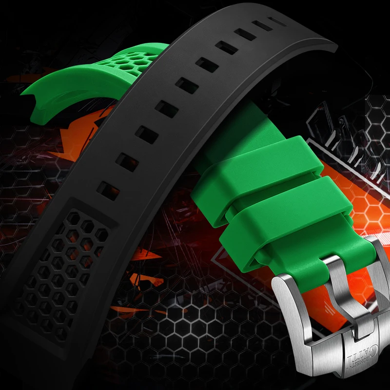 Часы мужские механические водонепроницаемые с сапфировым стеклом и ремешком, 45 мм