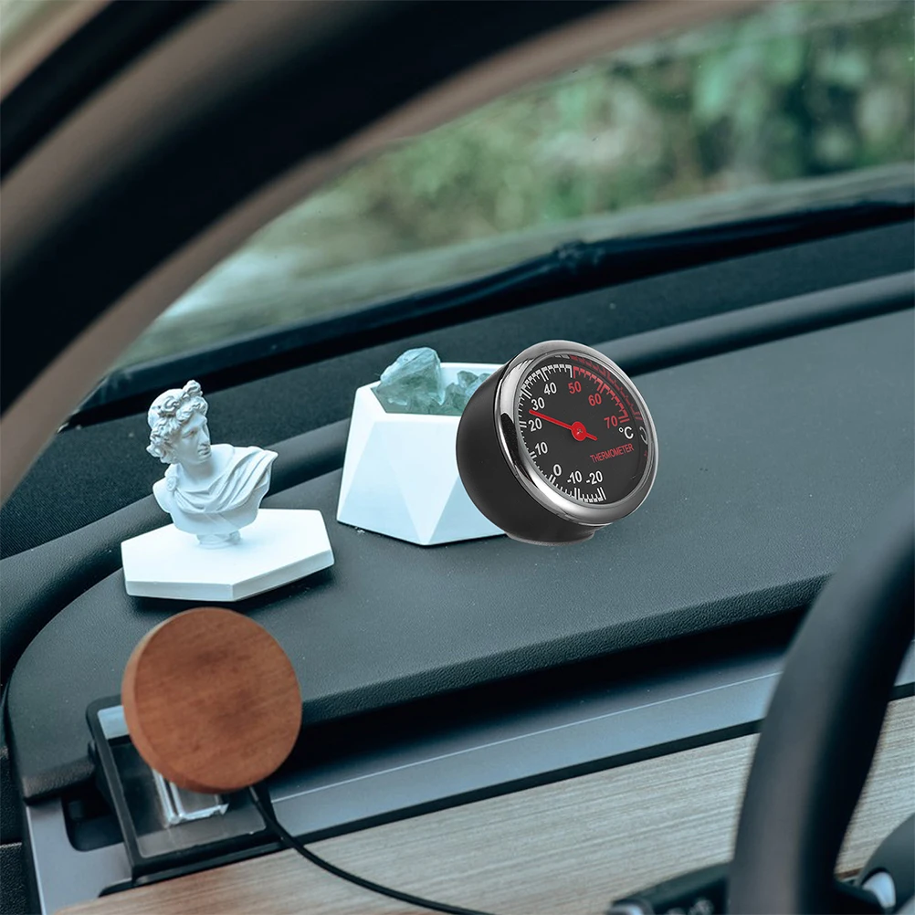 

2pcs Thermometer Temperature Monitor Black Metal Automobile Thermometers Dash Accessories High Accuracy Sensor Compact Design