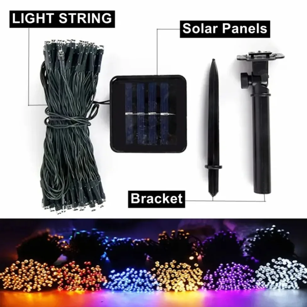 Solar LED String Lights 8 Modes 300LEDs 32M Waterproof Starry Fairy Light Solar Powered Lamp for Christmas Holiday Outdoor Decor