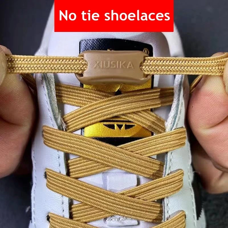 1Pair No Tie Shoe laces Flat Elastic Shoelaces Sneaker Shoelace Adults and kids Lazy Laces One size fits all shoes accessories