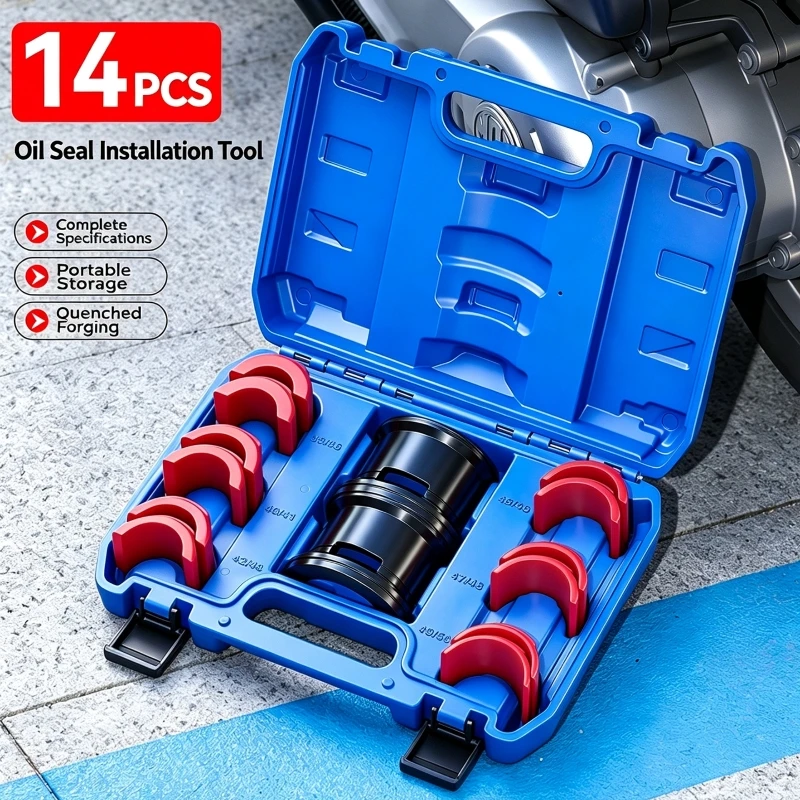 14Pcs Universal Motorcycle Front Fork Oil Seal Driver Tool Kit 35-50mm Fork Seal Installer Removal Set Shock Absorber