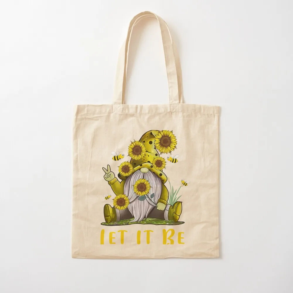 Hippie Let It Be Gnome Sunflower Tote Bag hand bag ladies Canvas bag for women Cloth