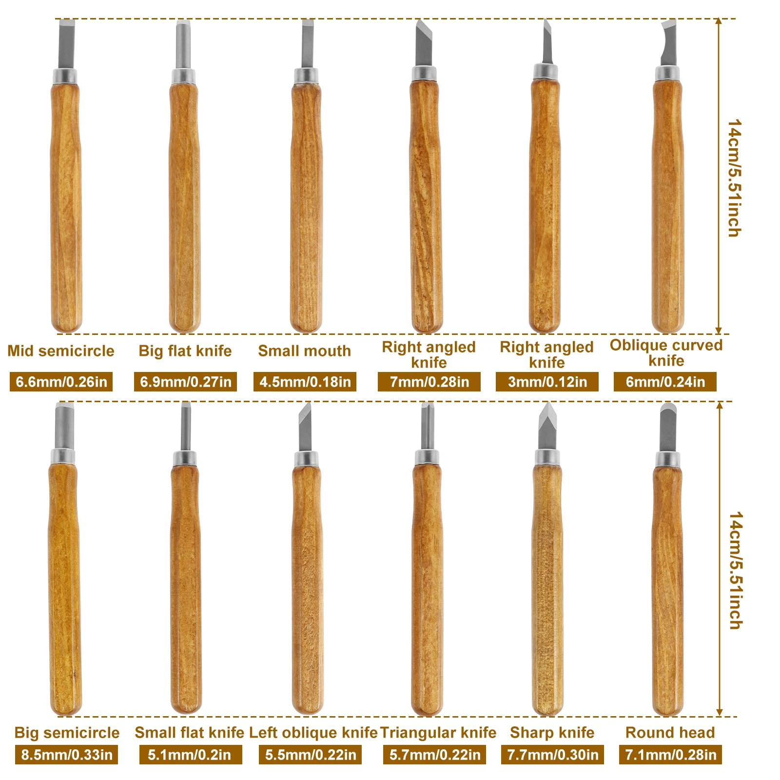 12Pcs Wood Carving Kit,HCS Wood Whittling Cutter Multipurpose Wood Chisel Professional Hand Carving Cutters Woodworking Tool