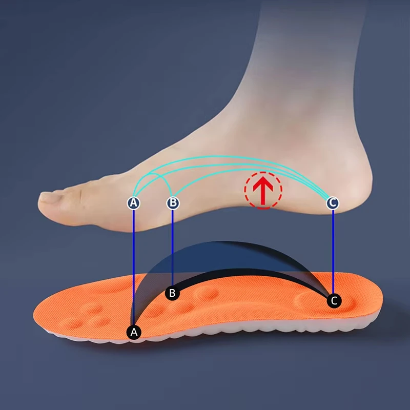 1pairs Latex Sport Insoles Soft High Elasticity Shoe Pads Orthotic Breathable Shock Absorption Cushion Arch Support Insole