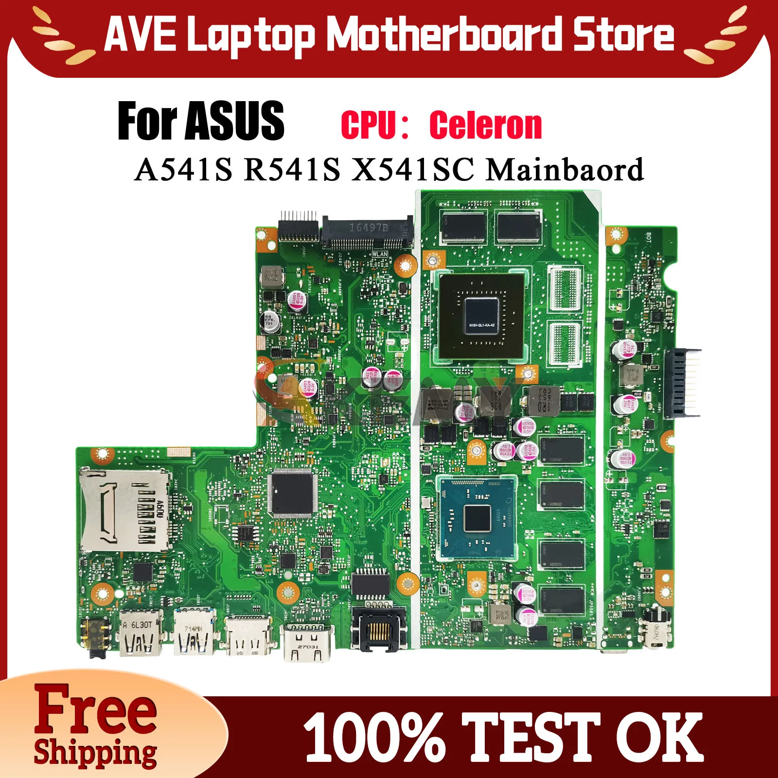 X541SC Laptop Motherboard For ASUS VivoBook D541S X541SC X541S A541S F541S R541S Mainboard With Celeron CPU 100% tests OK stk