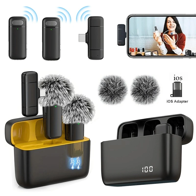 Kabelloses Lavalier-Mikrofon Mini-Mikrofon mit Ladeetui Geräuschunterdrückung für Handy-Videoaufnahmen Podcasts Streaming Interviews