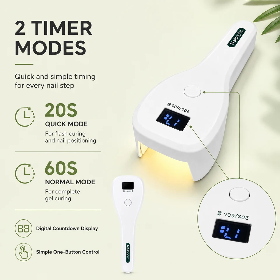 Lámpara UV LED portátil de mano para uñas, inalámbrica y recargable, herramienta de arte de uñas de 15W con curado rápido para salón de uñas 4