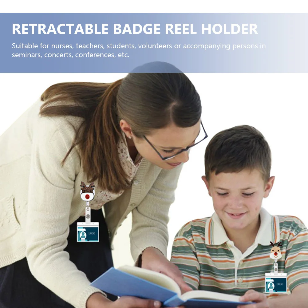 Porte-Badge rétractable pour infirmière sur le thème de noël, 8 pièces, pour infirmières, assistants médicaux et enseignants, porte-carte d'identité