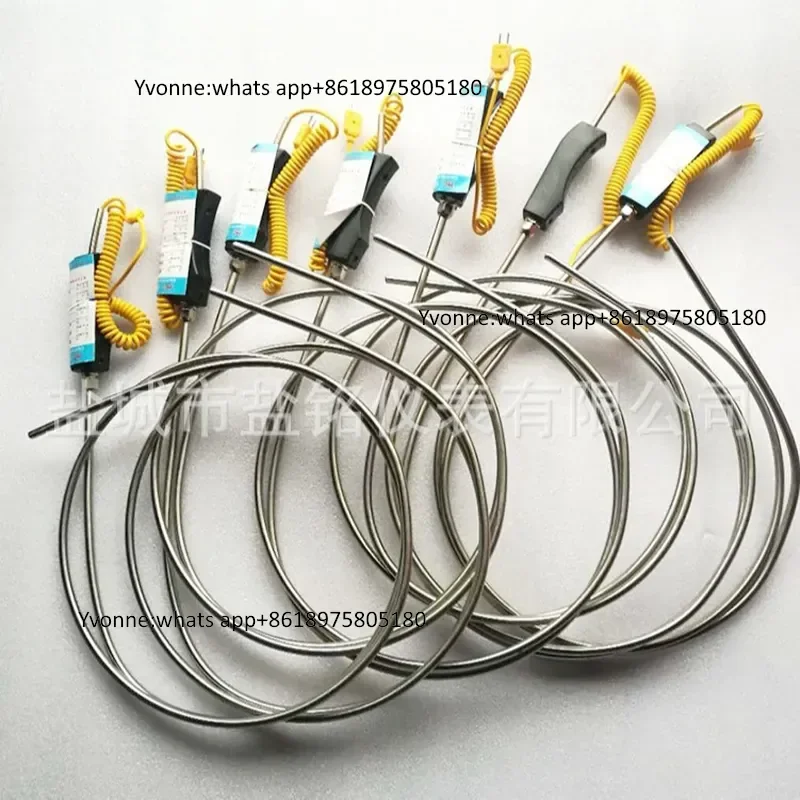 Handheld K type armored thermocouple WRNK-187/104M aluminum zinc water steel liquid temperature probe with digital display