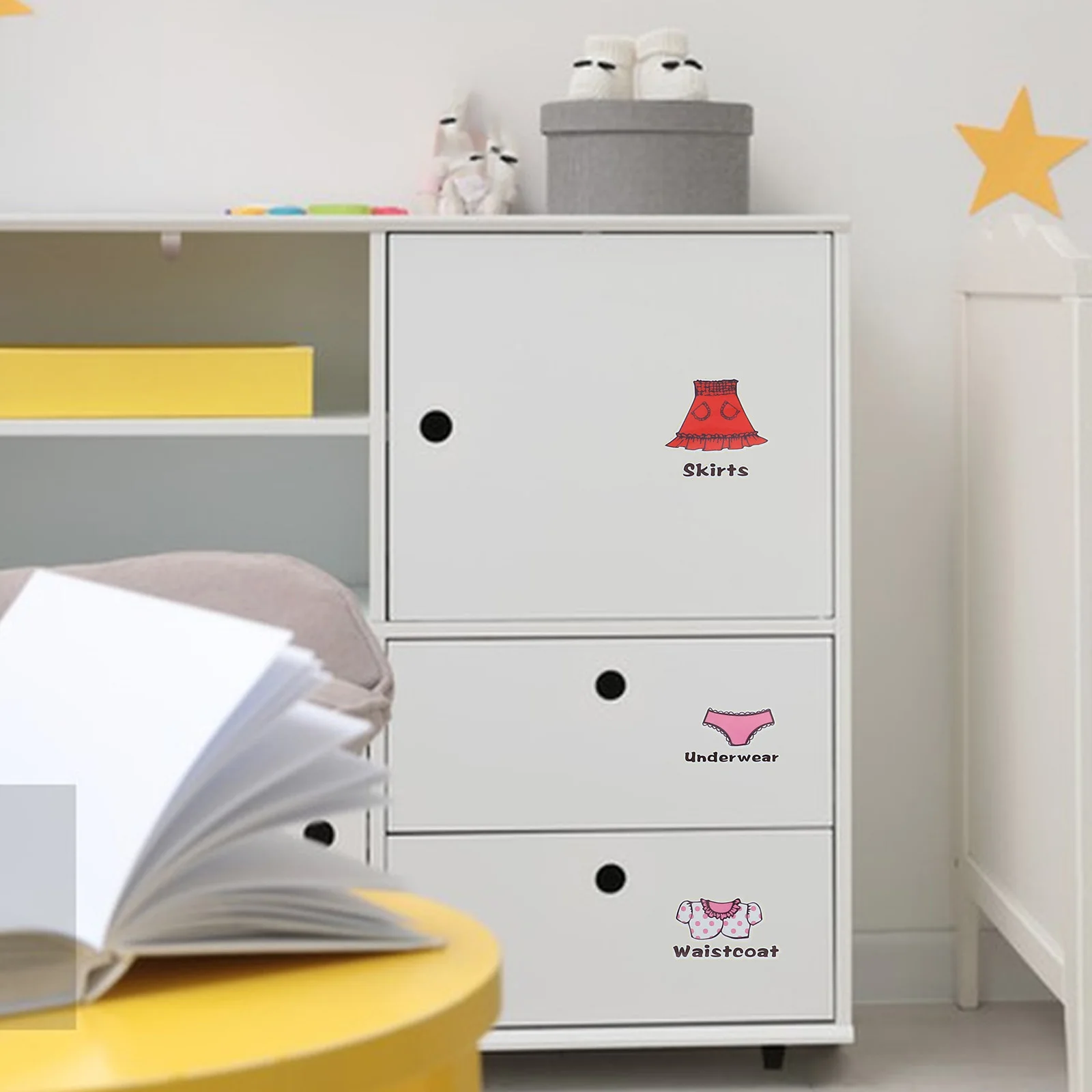 

2pcs For Clothing Classification Pvc Desk Mirror Decal Desk Decorations Clothing Classify Sticker Play Sticker