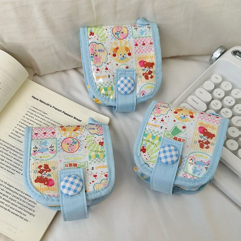 

1pc Retro Multi-layer Short Wallet Summer Cartoon Photocard Coin Purse Mini Purse Wallet Outdoor Student Coin Bag