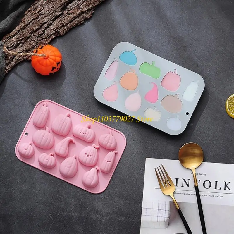 C4DF Silicone Chocolate Fondant Decorations Molds Pumpkin Halloween Baking Mold Reusable Candy Trays Silicone Molds
