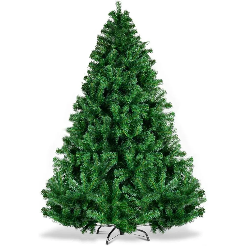 

6ft Artificial Christmas Tree, Premium Unlit Hinged Spruce Full Tree with 1000 Branch Tips, Metal Stand, Hinged Structure