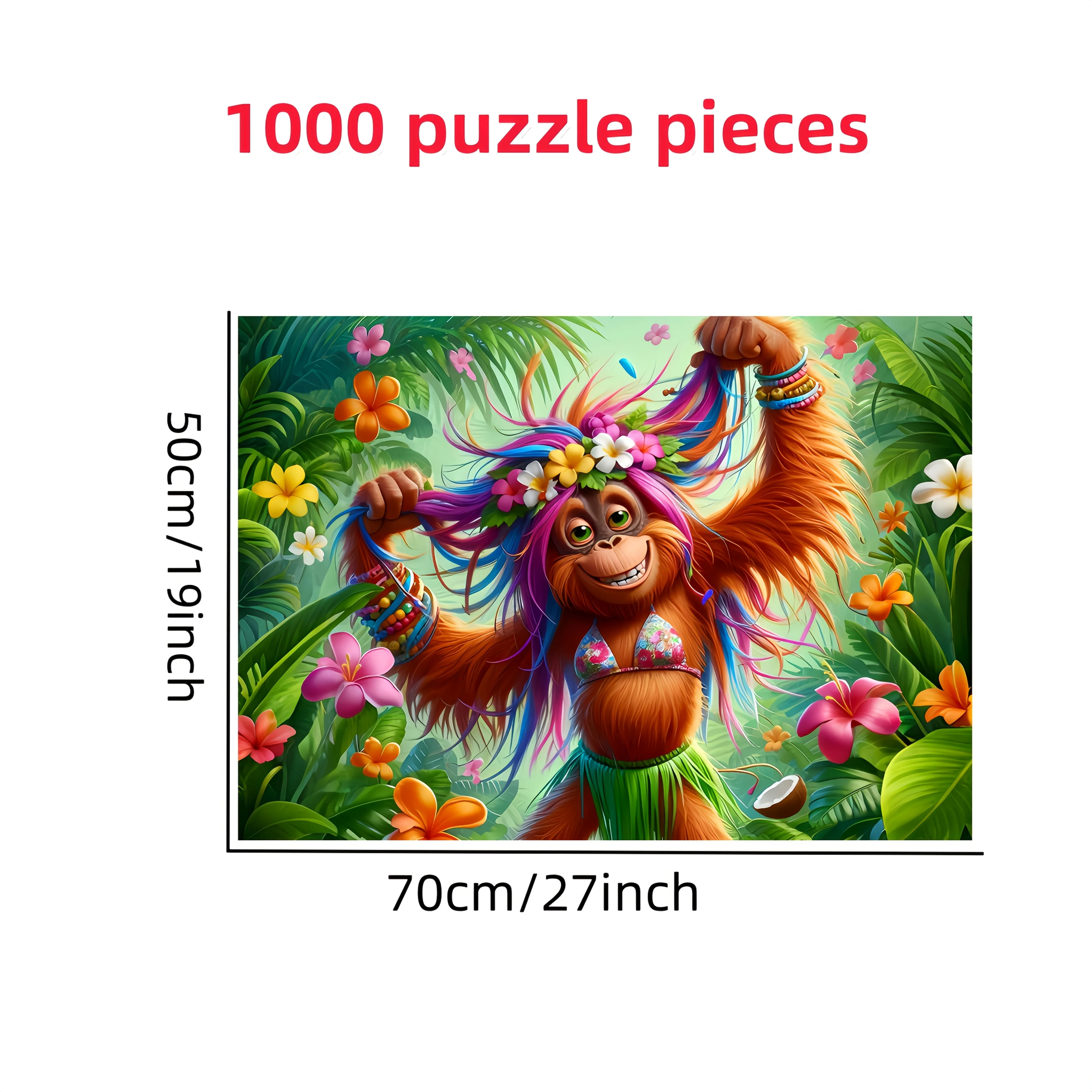 Puzzle de jungle tropicale vibrant, 1000 pièces, casse-tête coloré pour adultes et familles, jeu en carton rectangulaire Portable