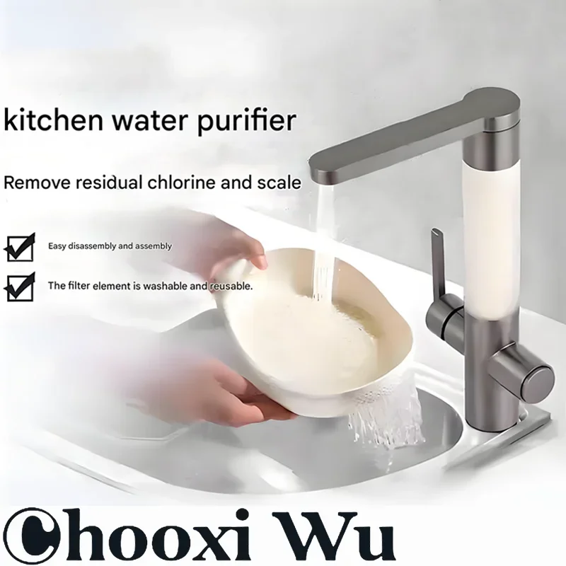 

Home Use Kitchen Faucet with Filter Stainless Steel High Flow Table Top Water Purifier Direct Drinking Faucet Single Cold