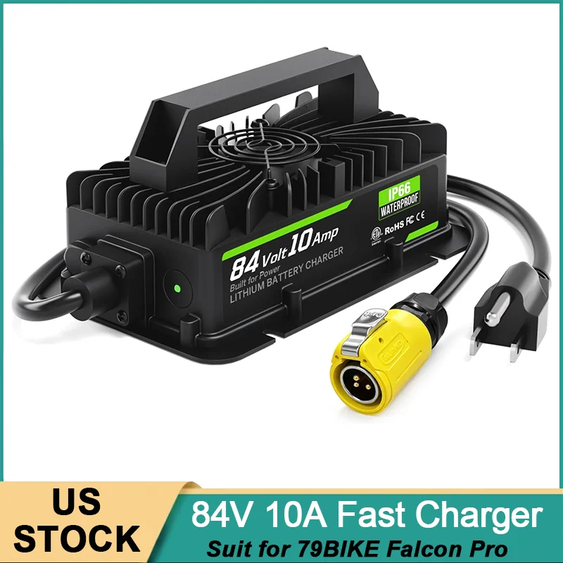 84V 10A Smart Fast Charger Compatible with 79BIKE Falcon Pro Dirt Bikes | IP65 Waterproof Rapid Charging Power Supply Fit for 79Bike Electric Motorcycles Falcon Pro with Cooling Fan, Same Original