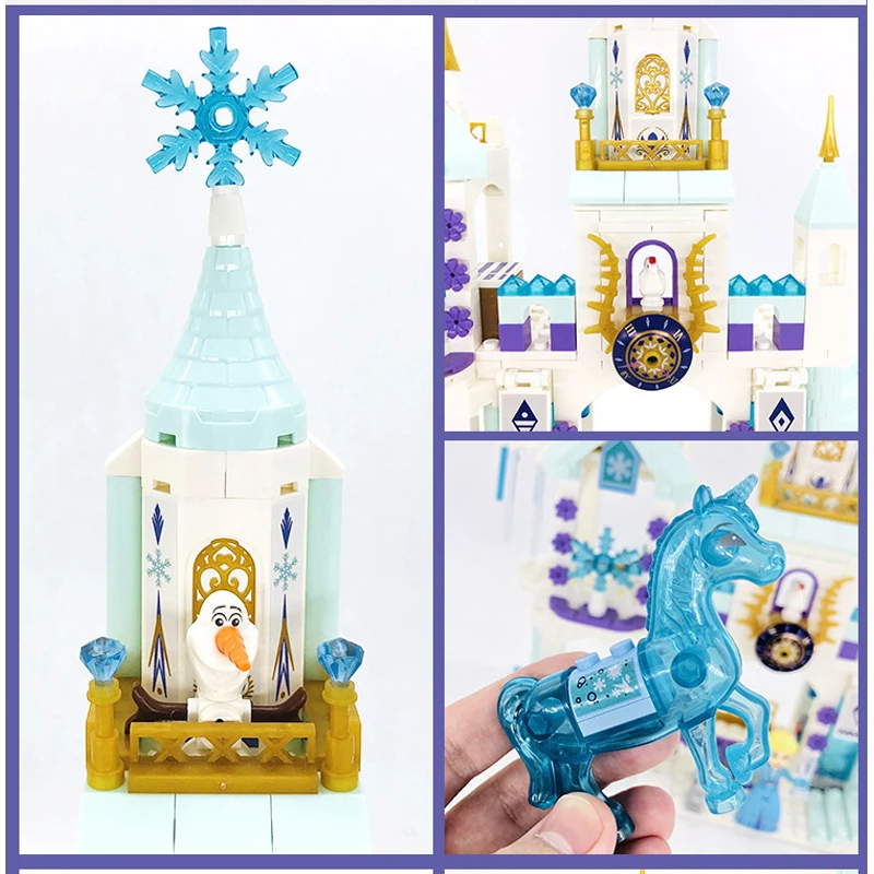 Disney Frozen Dream Princess Elsa Ice Castle Princess Anna Set Building Model Blocks Gifts Toy