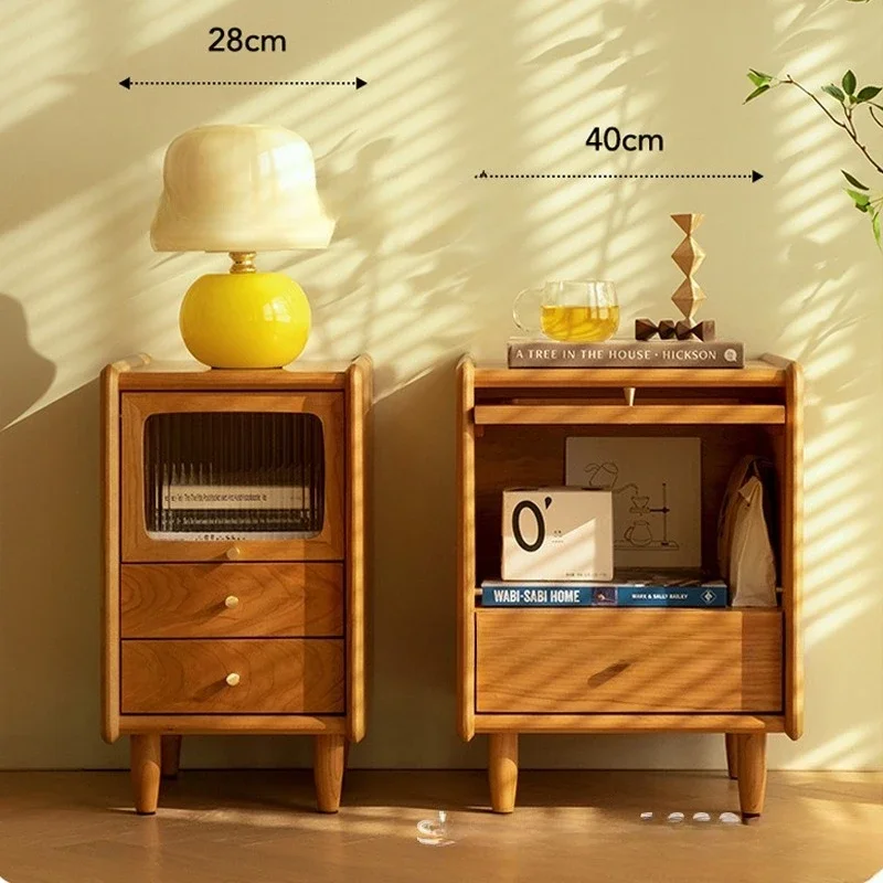 Comodino stretto MiN28-40cm Mobili in legno di ciliegio giapponese Comodino moderno e semplice in legno massello