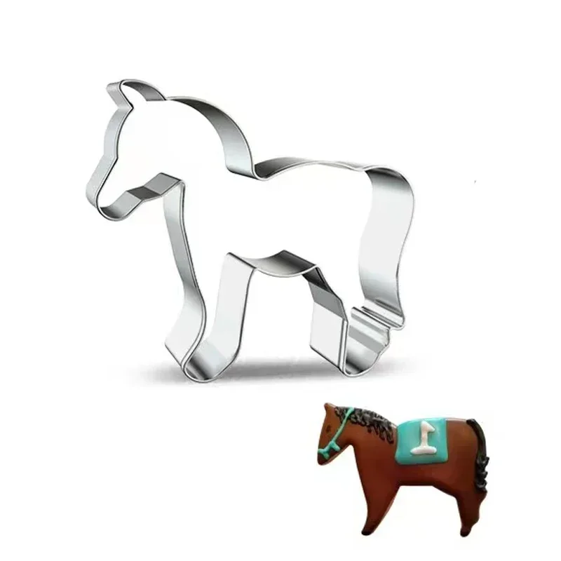 New Horse Cowboy Cookie Cutter Mould Stainless Steel Pony Horseshoe Cowboy Shapes Biscuit Mold Fondant Pastry Decor Baking Tools