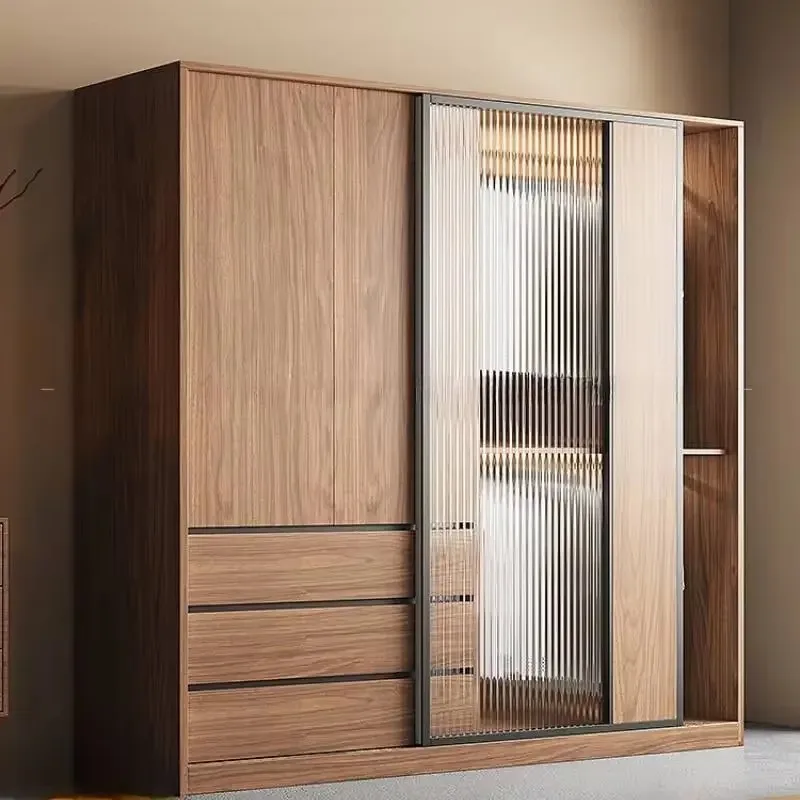 Storage Sliding Doors Wardrobes Design Elegant Wooden Living Room Wardrobe Storage Luxury Set Armadio Guardaroba Furniture Home